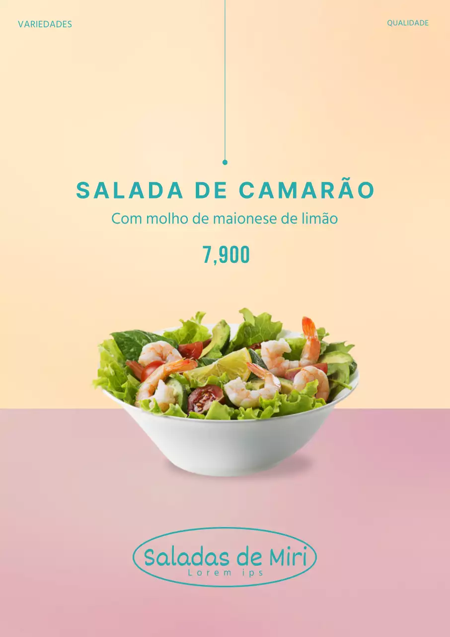 Cartaz de retrato de salada simples cor-de-rosa