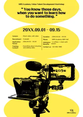 Yellow Modern Video Workshop Announcement Poster