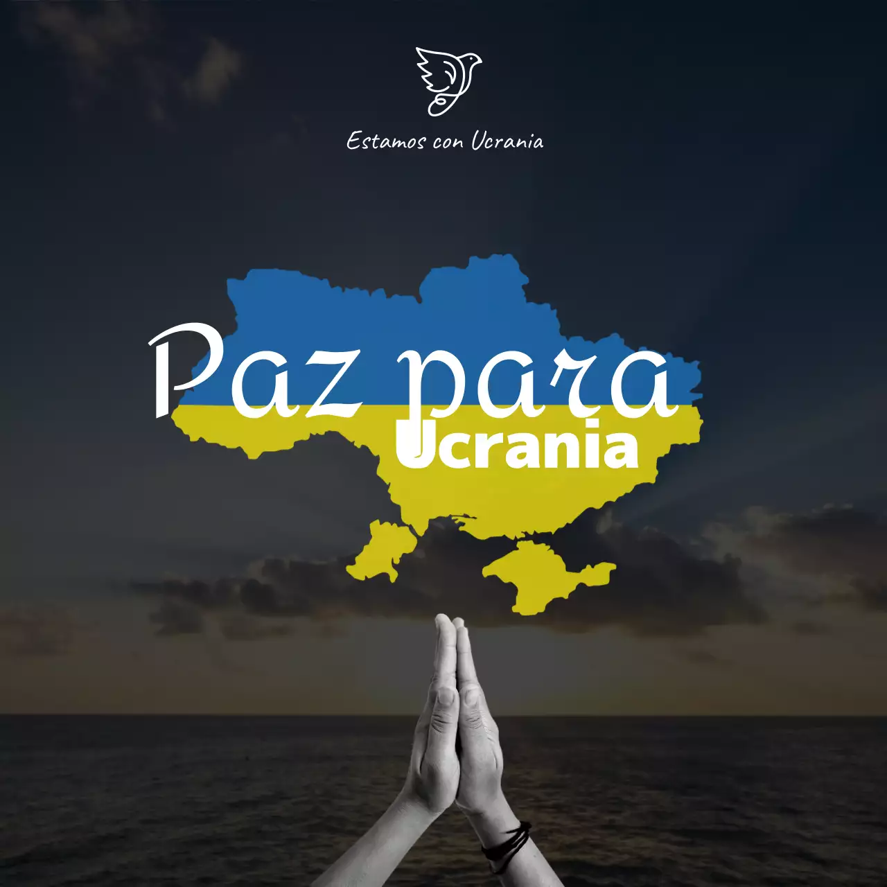 Una sencilla oración azul y amarilla contra la guerra