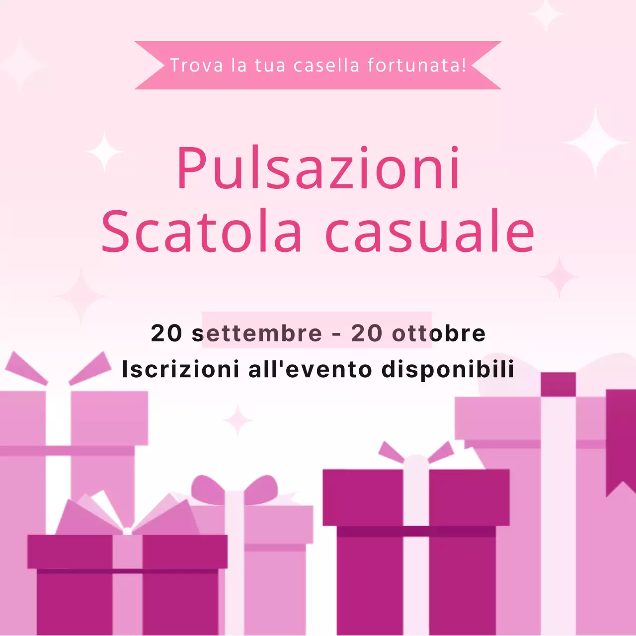 Promuovete il vostro evento con una scatola casuale rosa e moderna