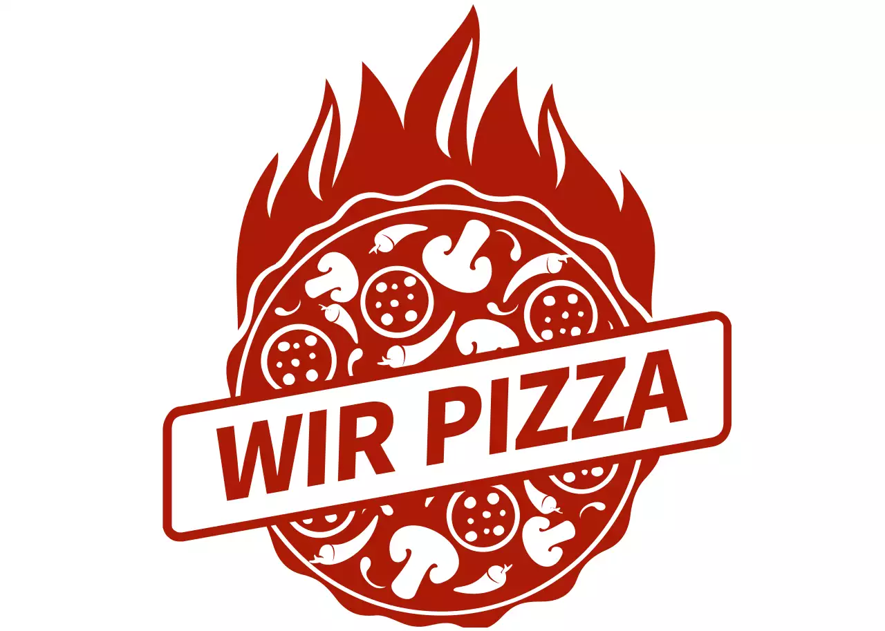 Illustriertes Konzept Pizzeria Logo in weiß und rot