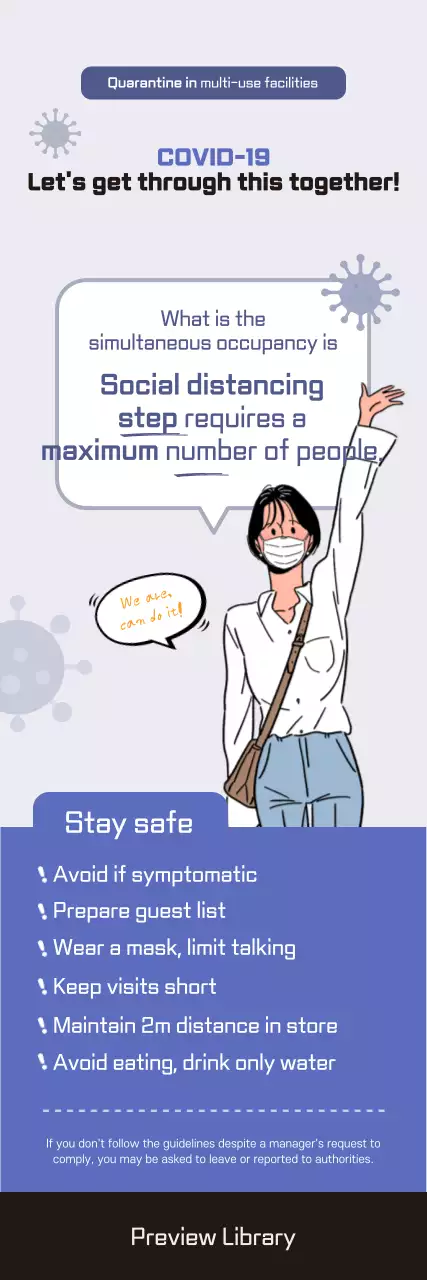 Faixa Azul com Diretrizes Mínimas para Covid-19