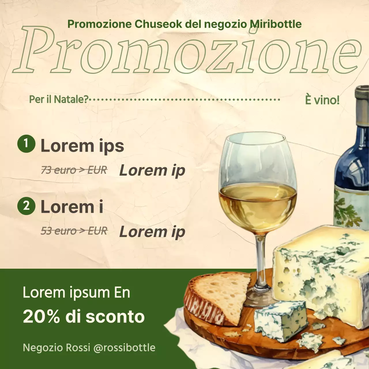 Posta per l'abbinamento del vino vintage con accenti rossi e kaki