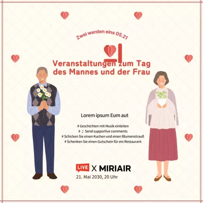 Ankündigung einer Veranstaltung zum Tag des Paares in Beige und Rot