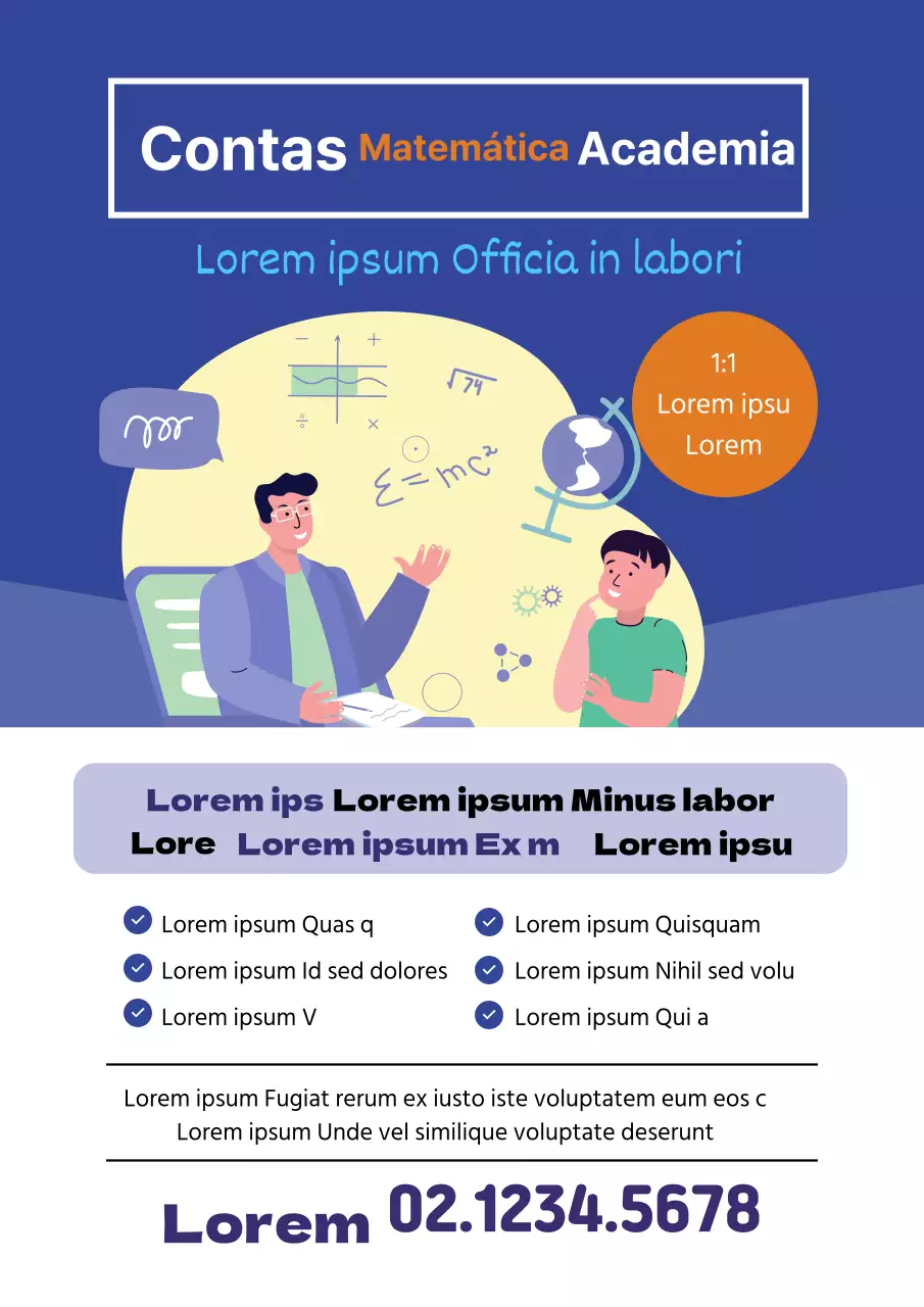 Ilustração azul promoção escolar de matemática limpa