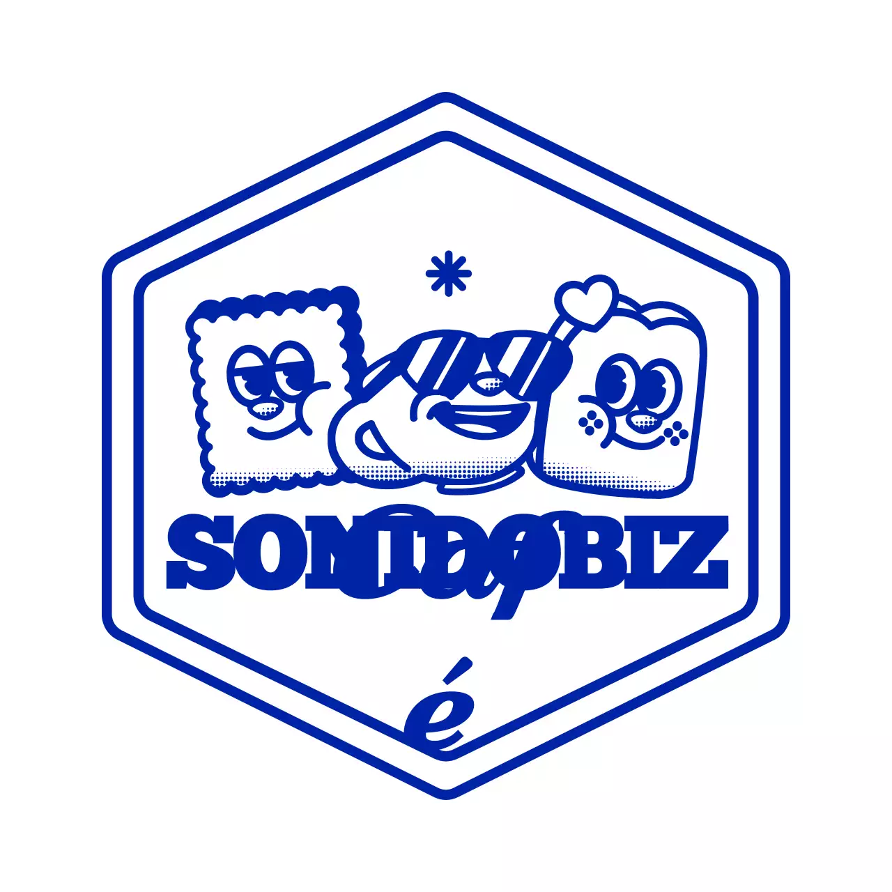 Sencillo y bonito logotipo ilustrado estilo cafetería en azul marino