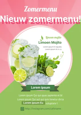 Promoot en verkoop de nieuwe zomerse mojito in roze en munt.