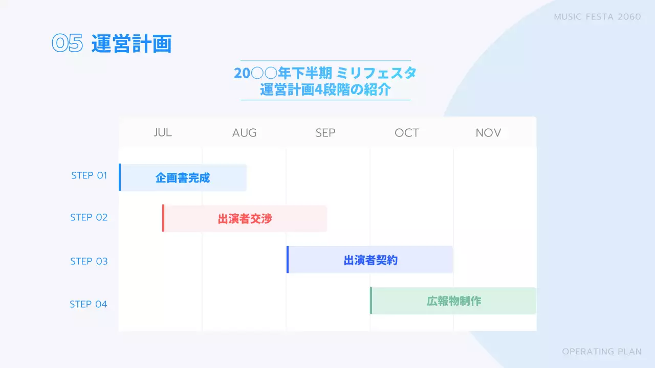 青 モダン 音楽 企画書 プレゼンテーション