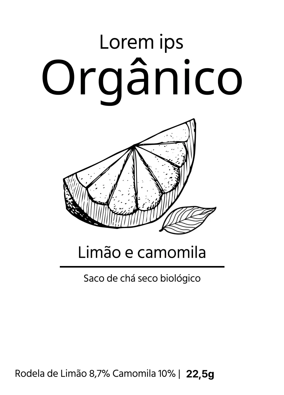 Saquetas de chá de frutas biológicas com ilustrações de frutas