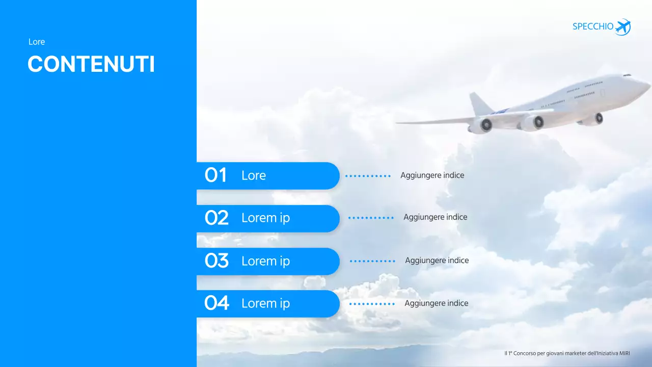 Compagnia aerea pubblicità marketing concorso pitch in blu