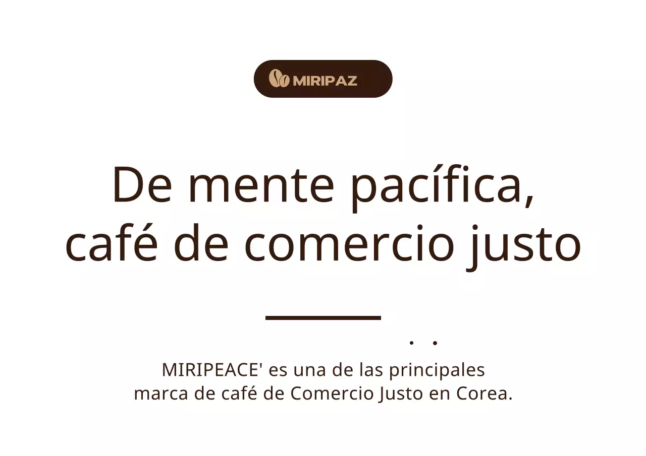 Información sobre el café de Comercio Justo en el estante, de color marrón y con texto sencillo