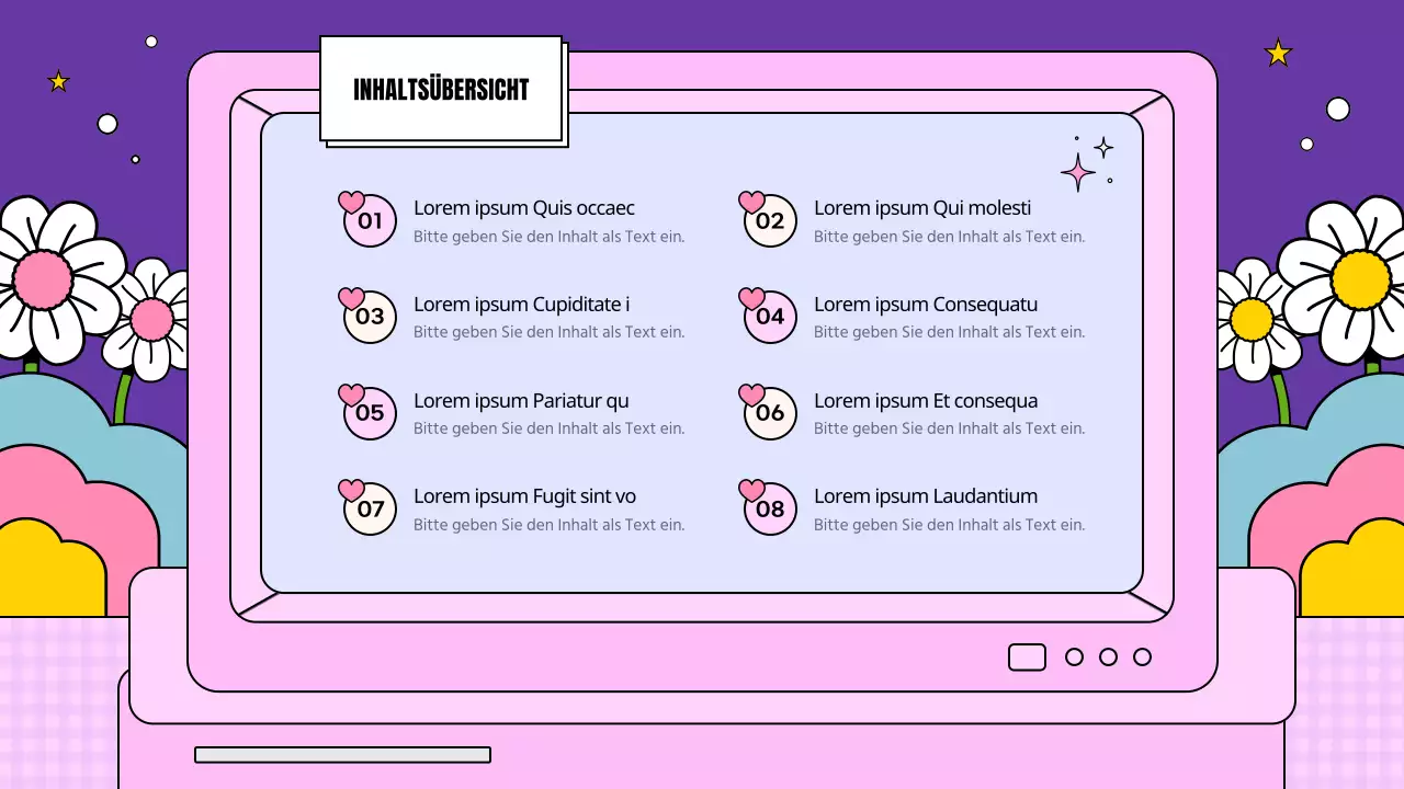 Ein kitschiger Geschäftsplan in Rosa und Lila