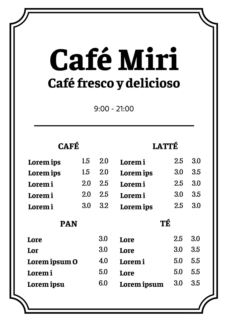 43157_Café Tablero de menús