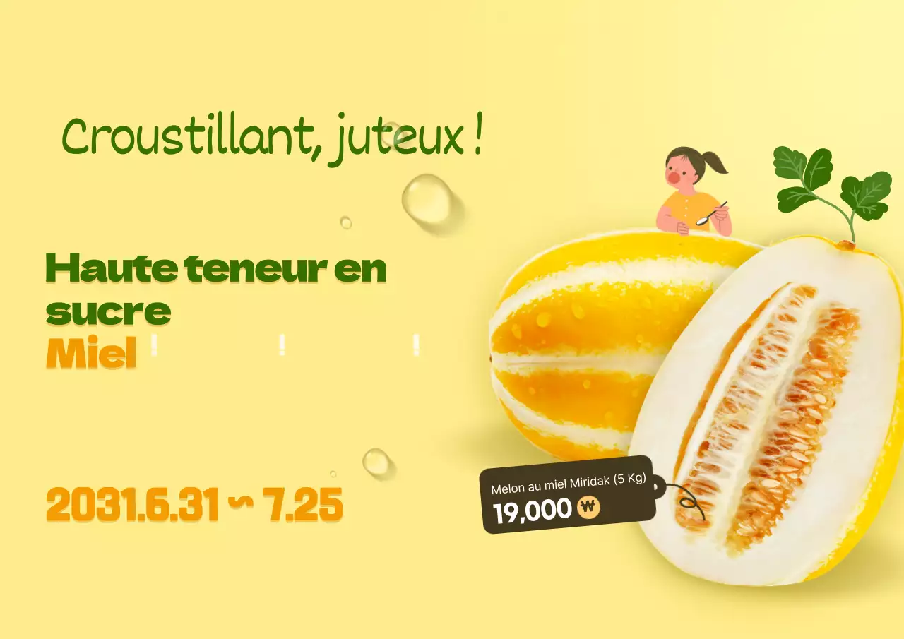 Promouvoir les melons de saison jaunes et verts
