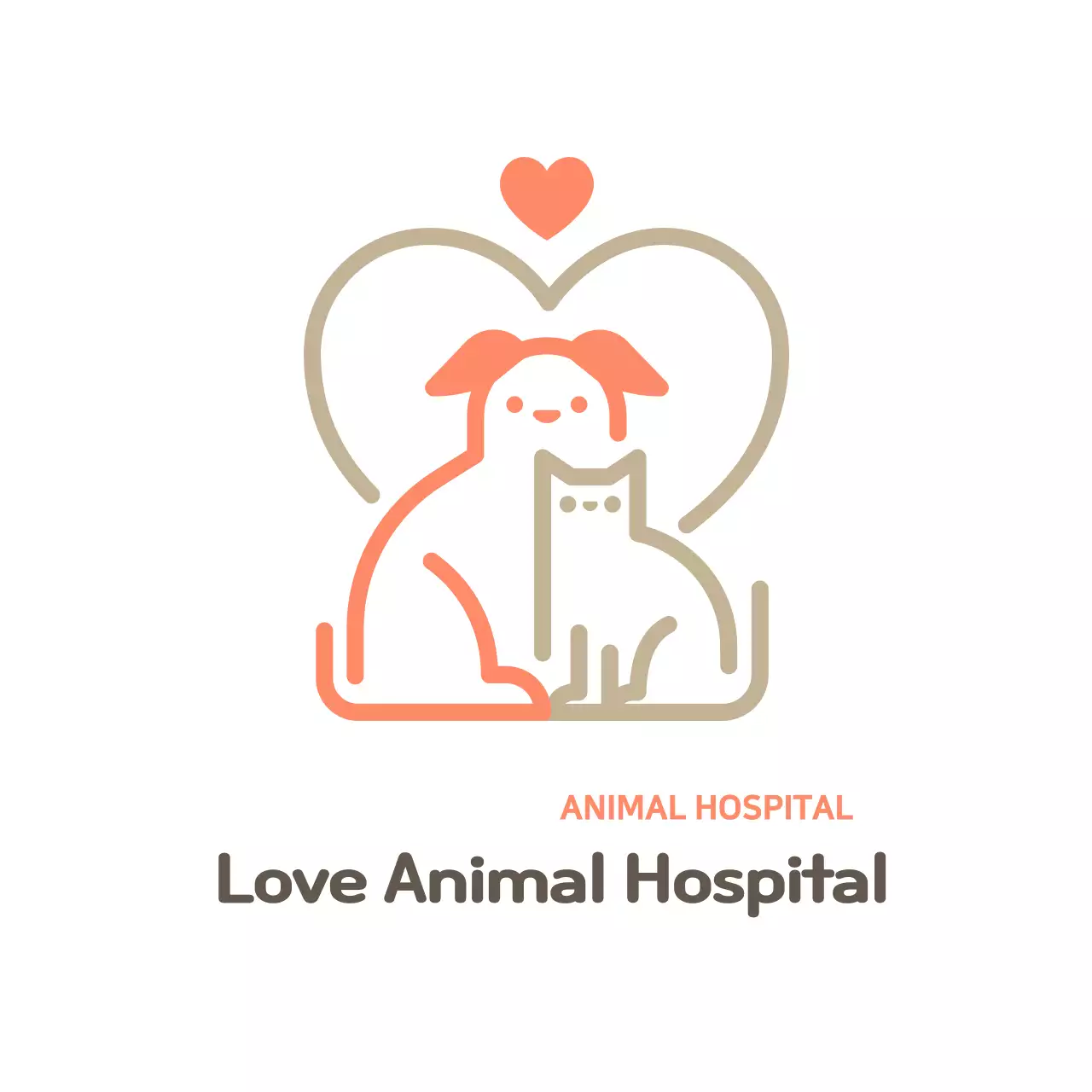 White cute animal logo veterinary clinic sign