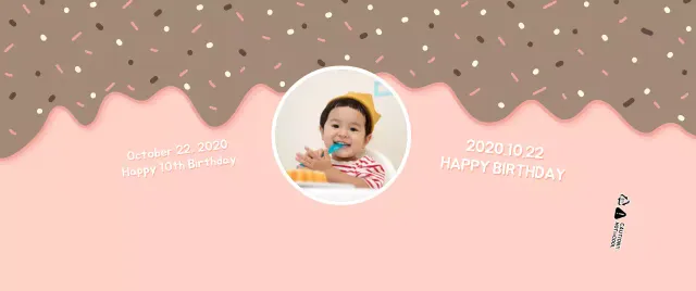 Cute pink and white dessert illustration concept for a child's birthday celebration