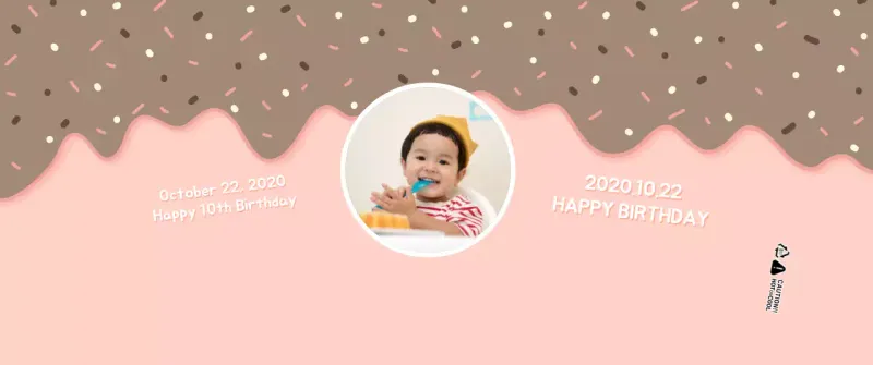 Konsep ilustrasi makanan penutup berwarna merah muda dan putih yang lucu untuk perayaan ulang tahun anak