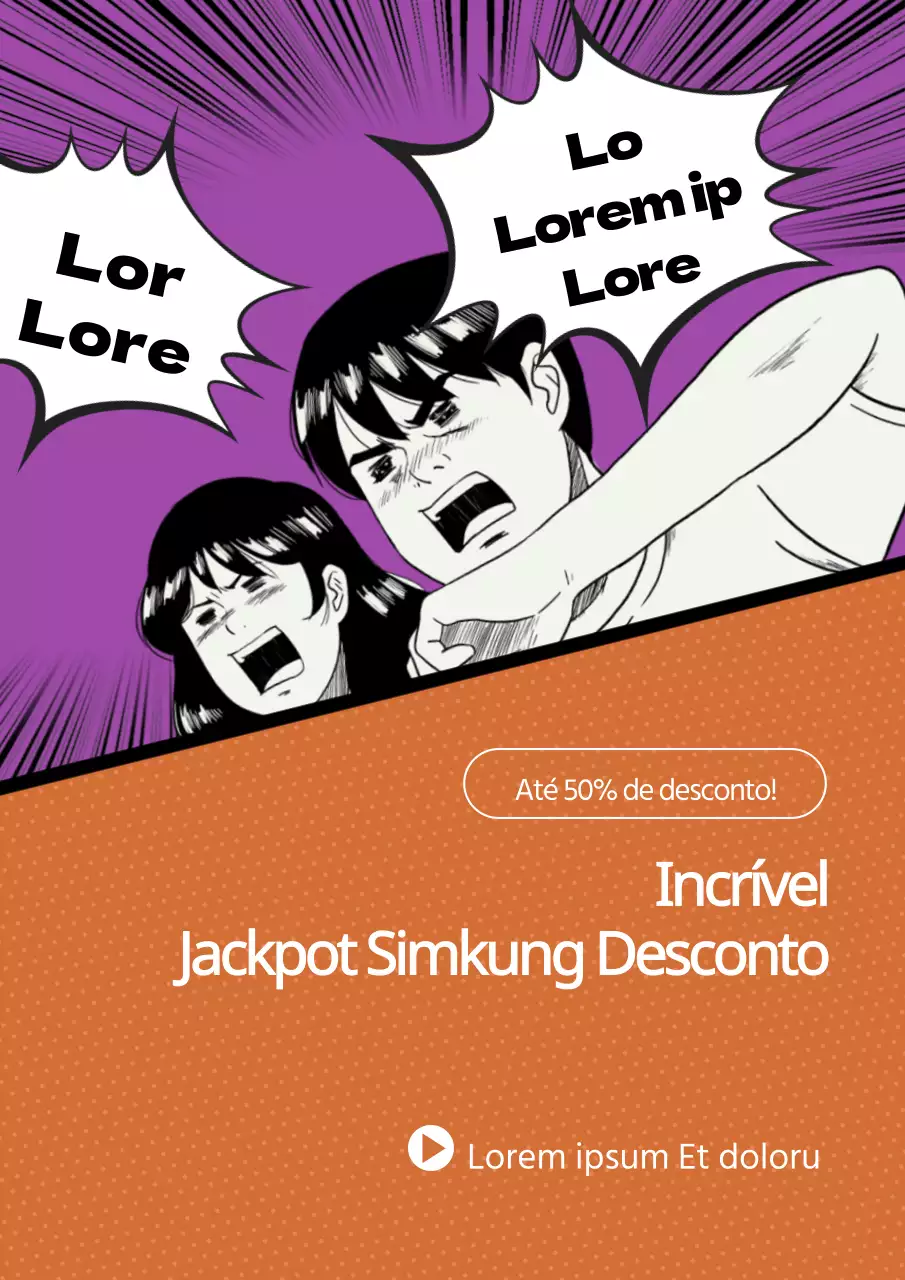 Conceito engraçado de banda desenhada em roxo e laranja Webposter promocional do evento Summer Sale