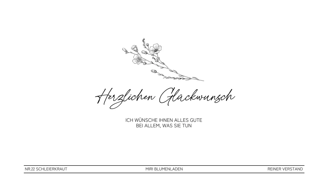 Blumengeschenk für Gratulanten mit schwarzer floraler Linienillustration