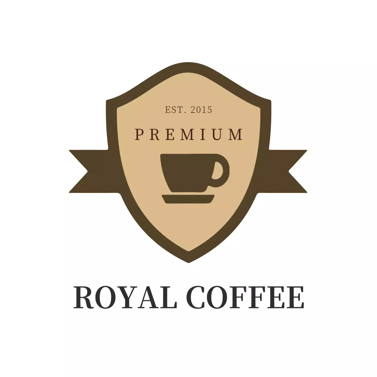 ベージュ シンプル コーヒー ロゴ