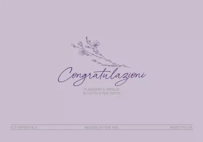 Un regalo di congratulazioni da parte di un fiorista con un'illustrazione di linee floreali viola