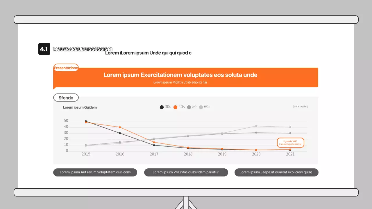 Presentazione della discussione con illustrazione arancione