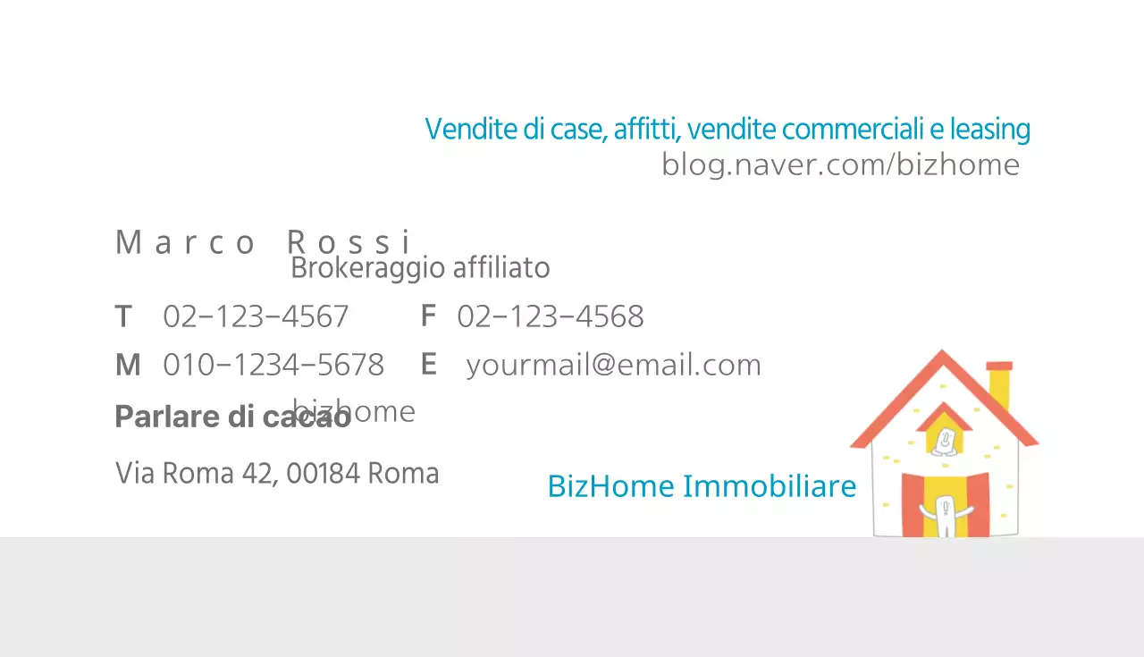 Biglietto da visita della società immobiliare Biz