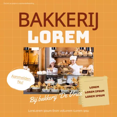 Personeelsadvertentie met oranje achtergrond en bruine tekstpunten V2