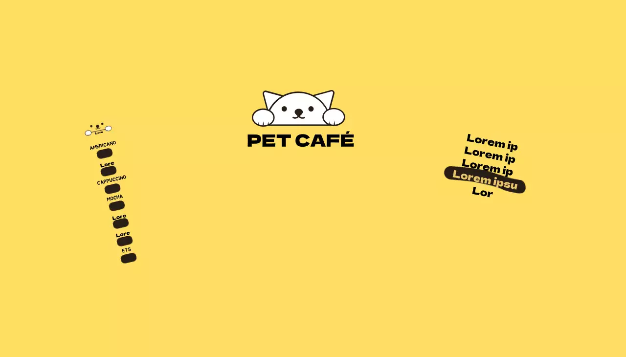 Gato amarelo Ilustração Pet Cafe