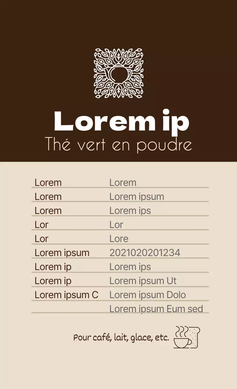 Marron logo clean food black tea powder detail label