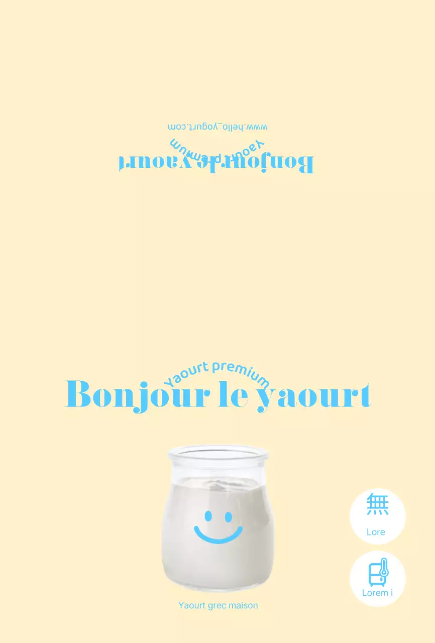 Mignonnes cartes dépliantes sur le yaourt au citron pour la promotion d'un produit