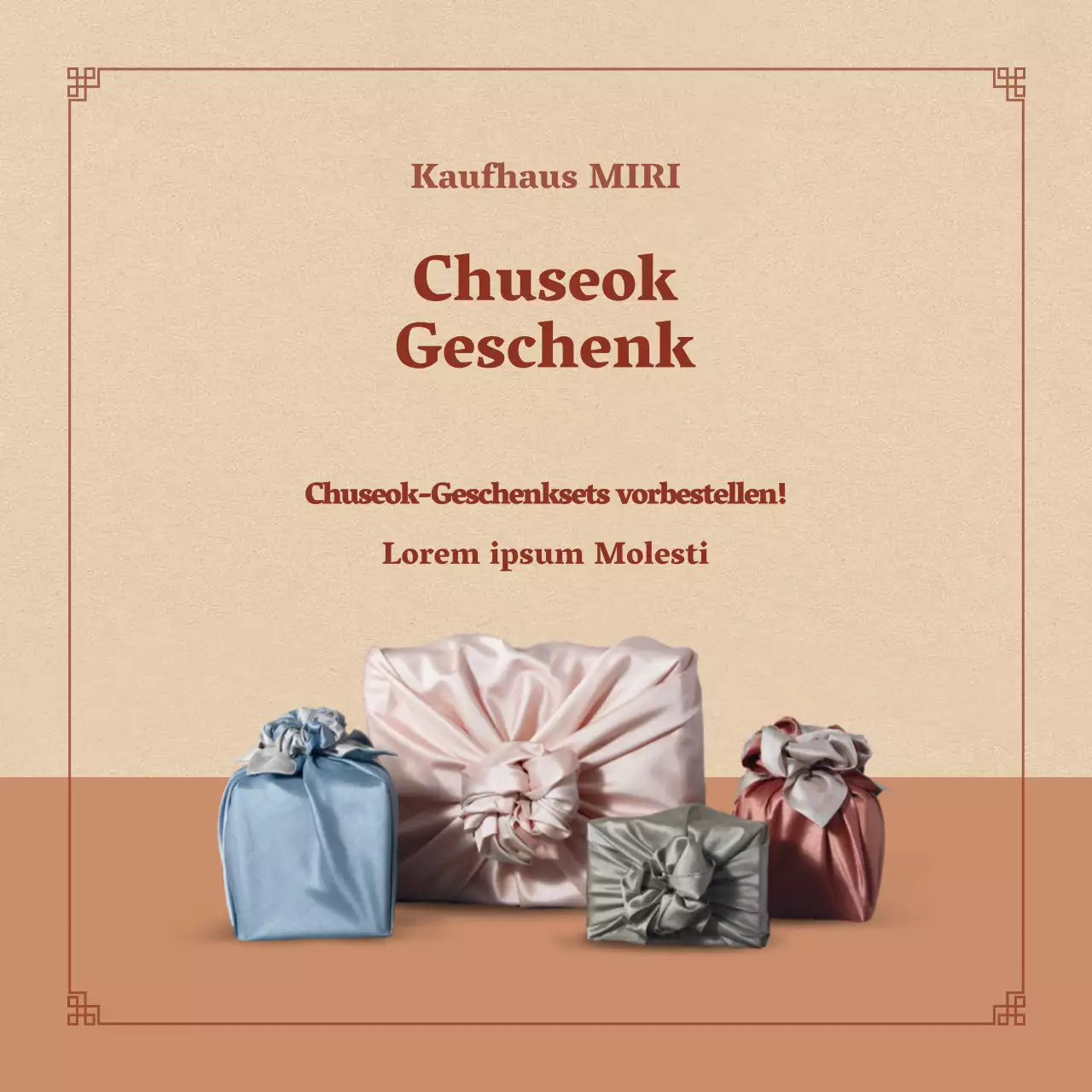 Quadratisches Chuseok-Souvenir-Banner in gedeckten Tönen