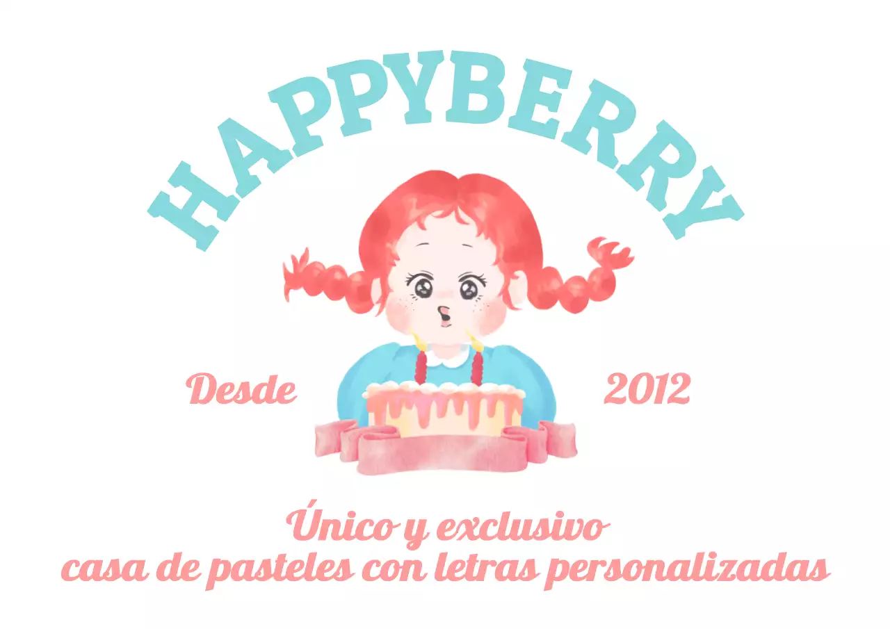 Concepto de dibujo a la acuarela en azul claro y rosa para promoción y señalización de una pastelería artesanal.