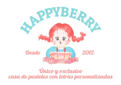 Concepto de dibujo a la acuarela en azul claro y rosa para promoción y señalización de una pastelería artesanal.