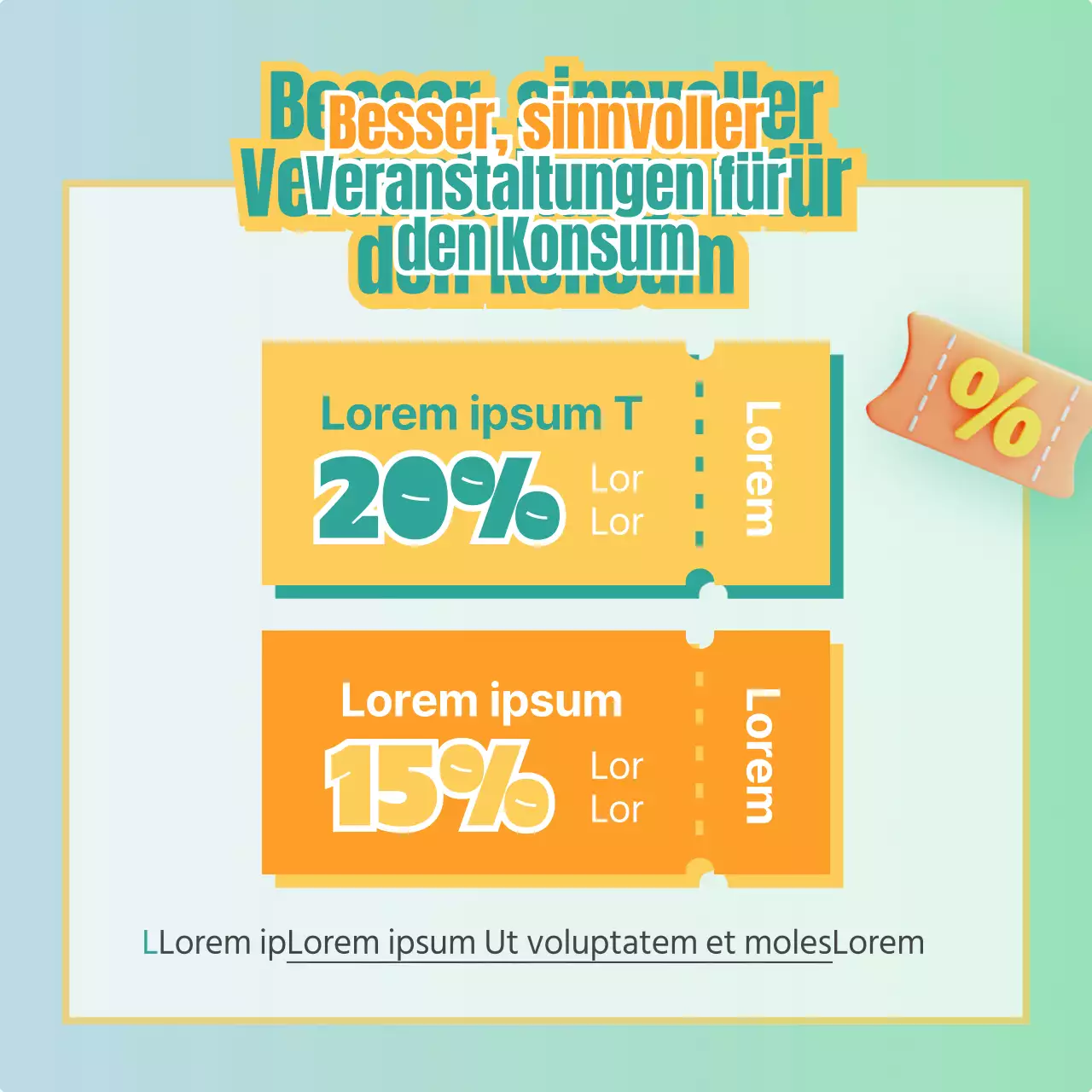 Eine einfache mintfarbene und gelbe Verkaufspost