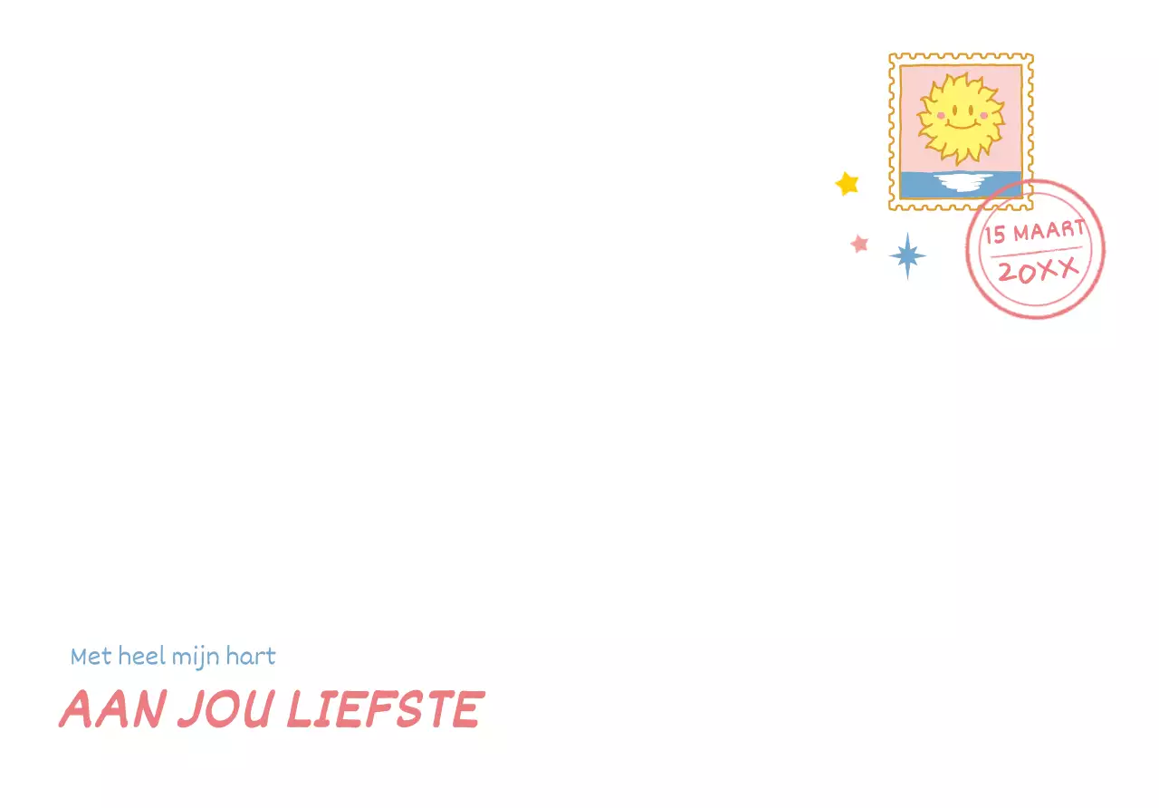 Voor brieven met schattige postzegelillustraties met kleurrijke handgetekende concepten