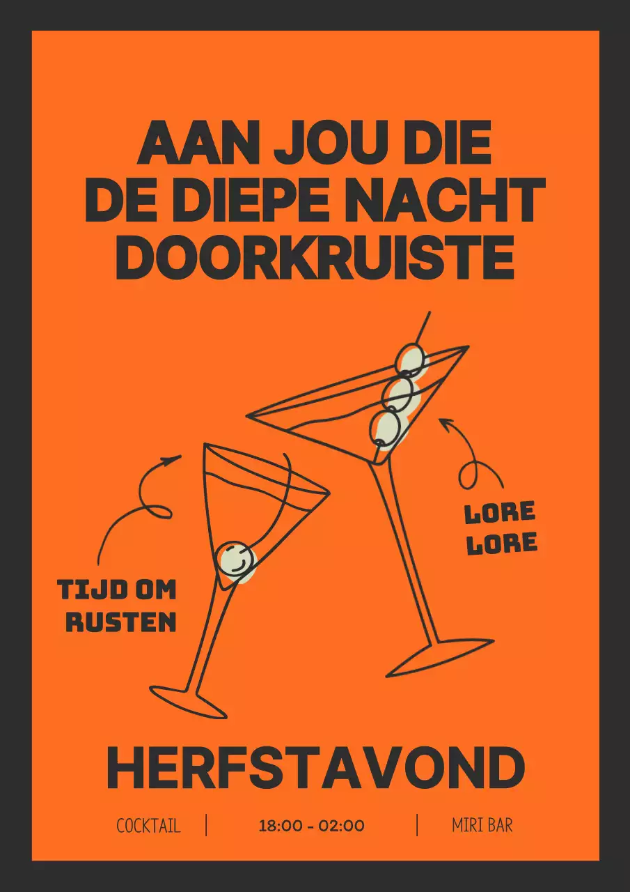 Promoot je herfstcafé met oranje en zwart karakter