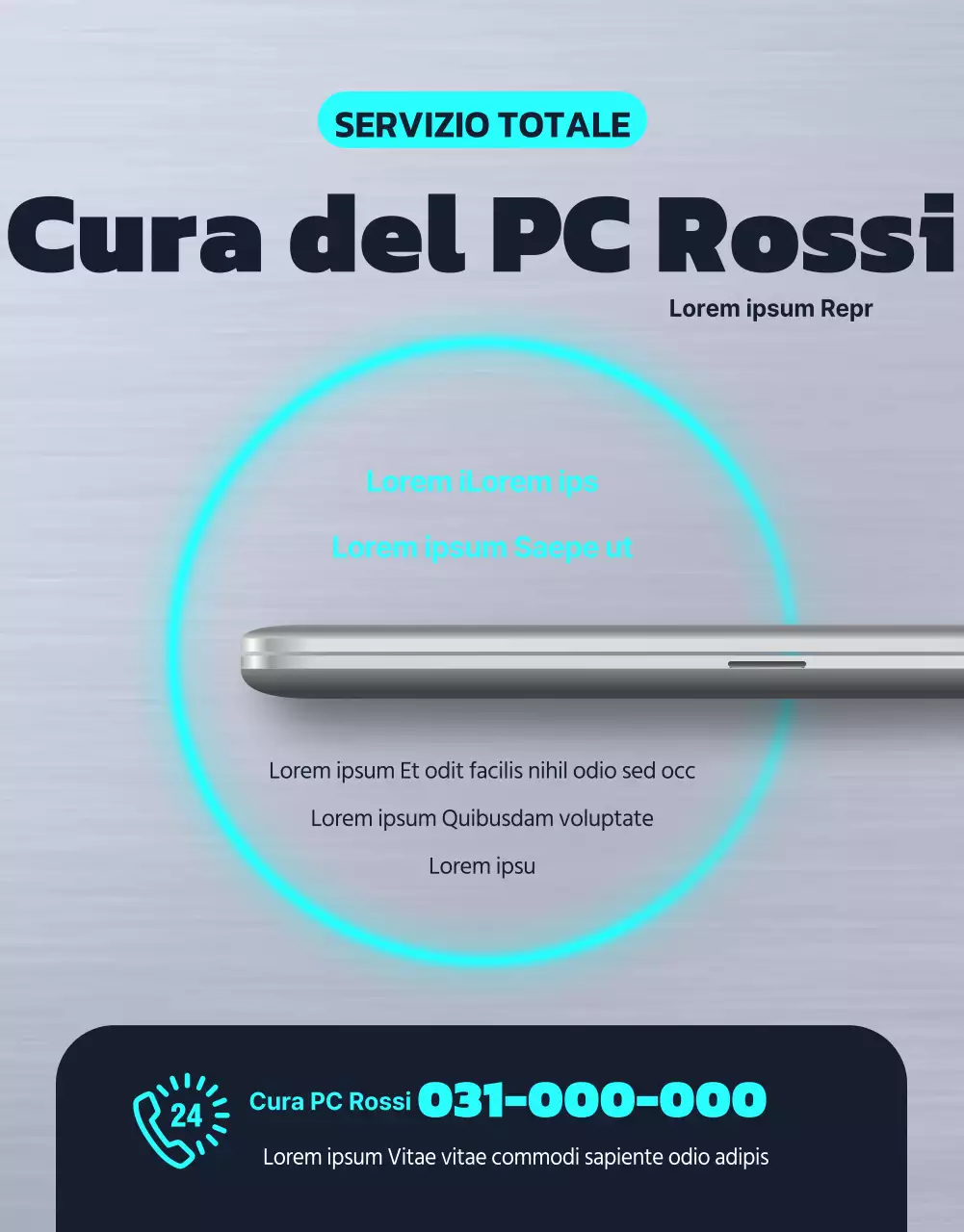 Promuovere i servizi di riparazione dei computer in argento e nero