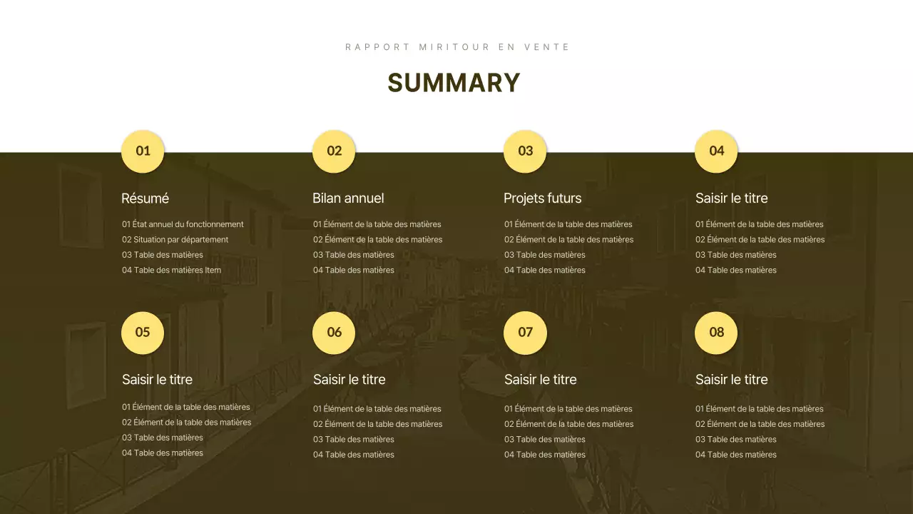 Présentation des rapports sur les recettes des agences de voyage avec le concept jaune