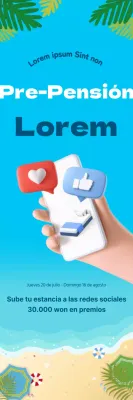 Promociona tu pensión con likes en las redes sociales sobre un fondo de océano azul