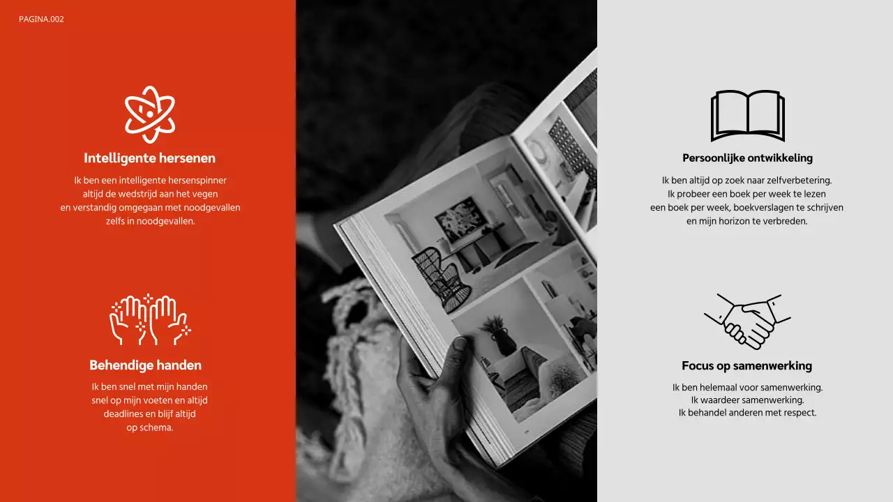 Portfolio presentatie in oranje en zwart