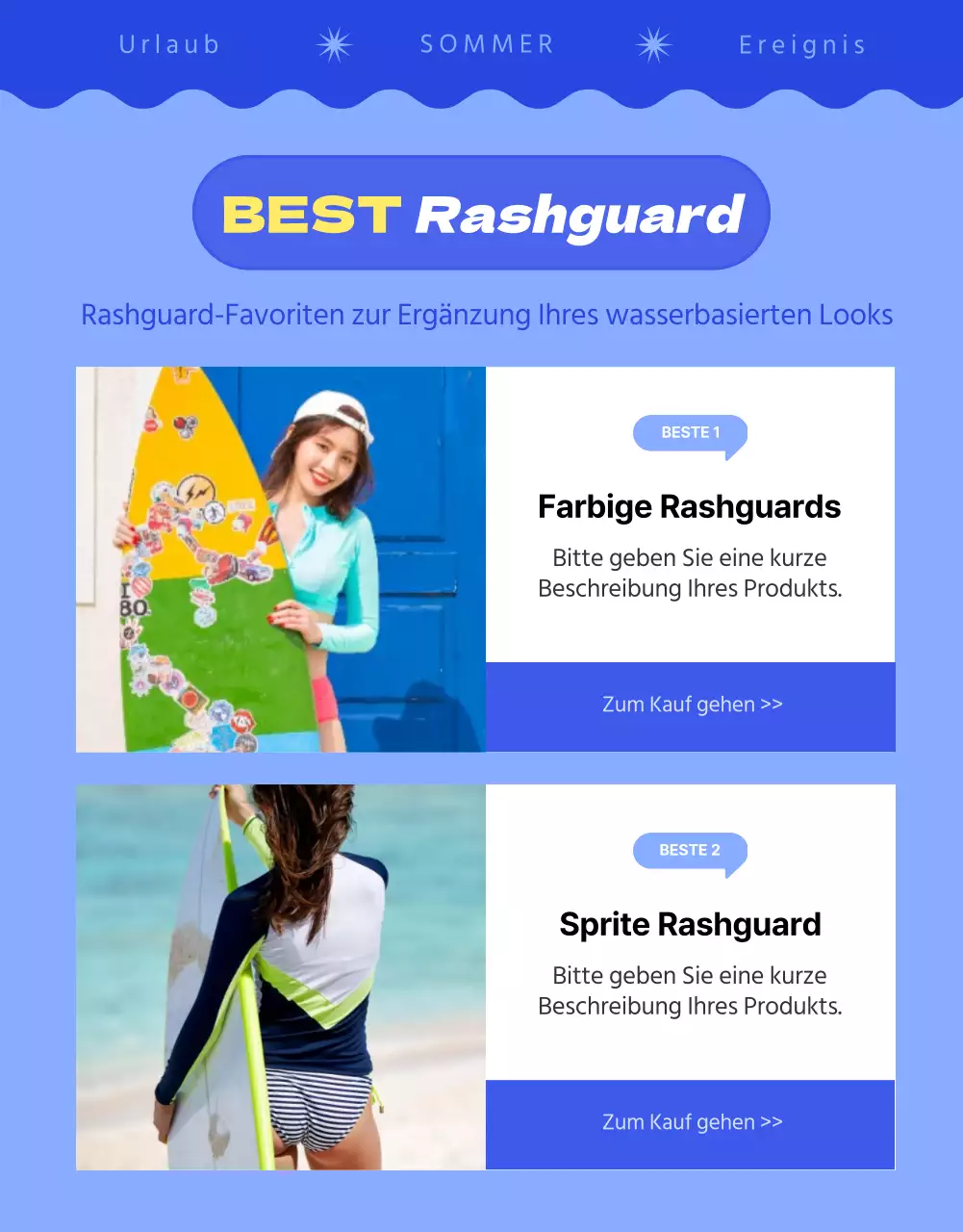 Werben Sie für Ihren Sommerschlussverkauf mit blauen und gelben Farbtupfern