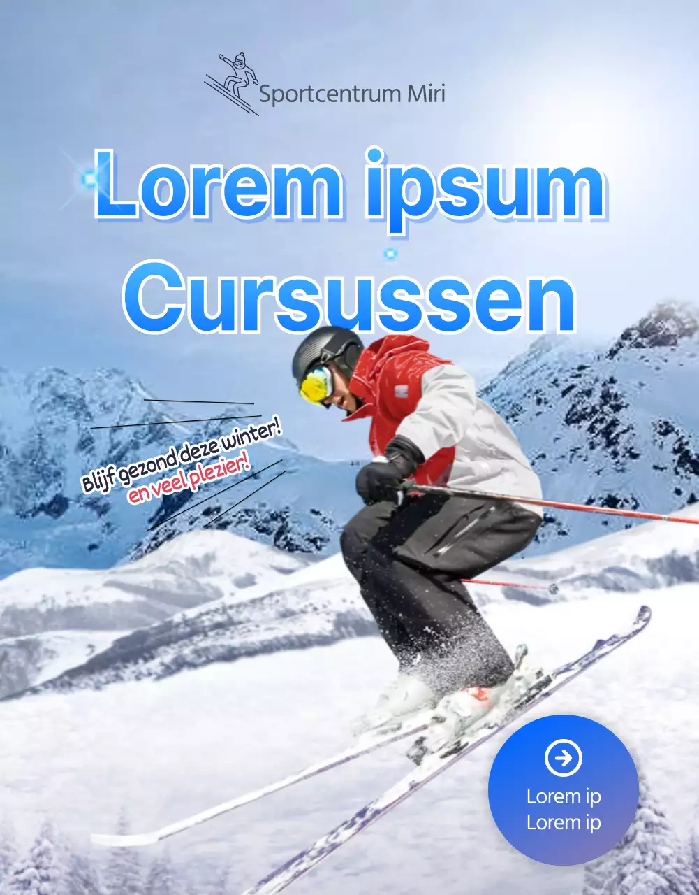 Winterse ski- en snowboardlessen in blauw (detailpagina)