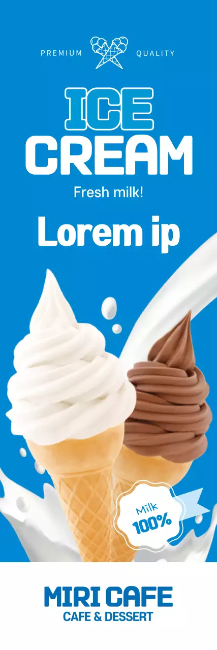 Highlight blue photo to promote clean ice cream