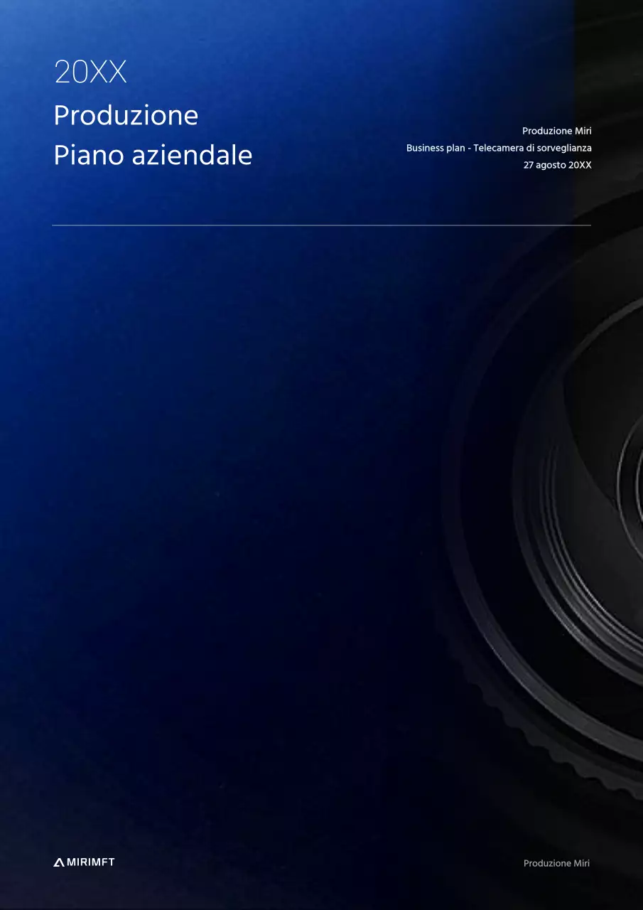 Piano aziendale di produzione con sfumature blu e nere