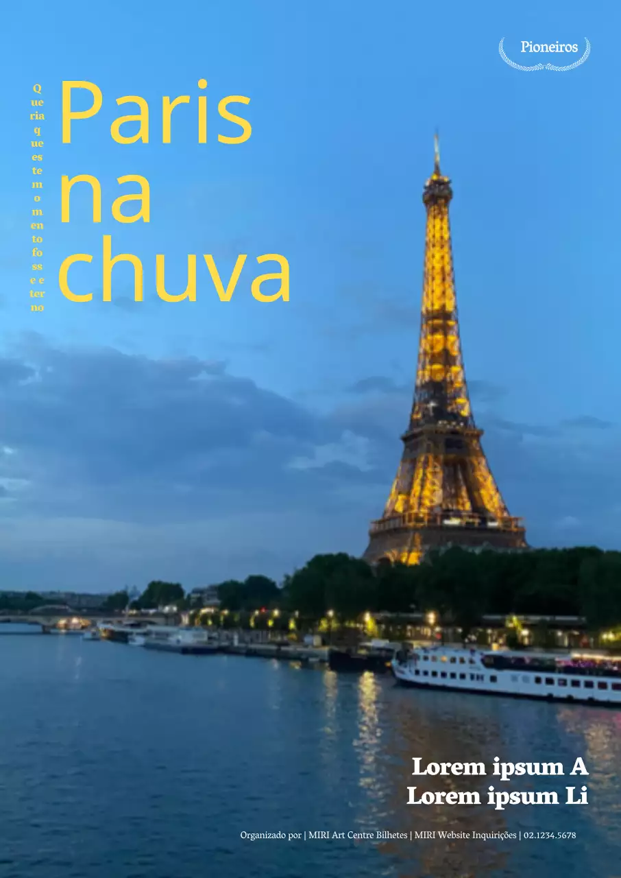 Um espetáculo teatral com fotografias nocturnas emotivas de Paris e um esquema de fontes arrojado