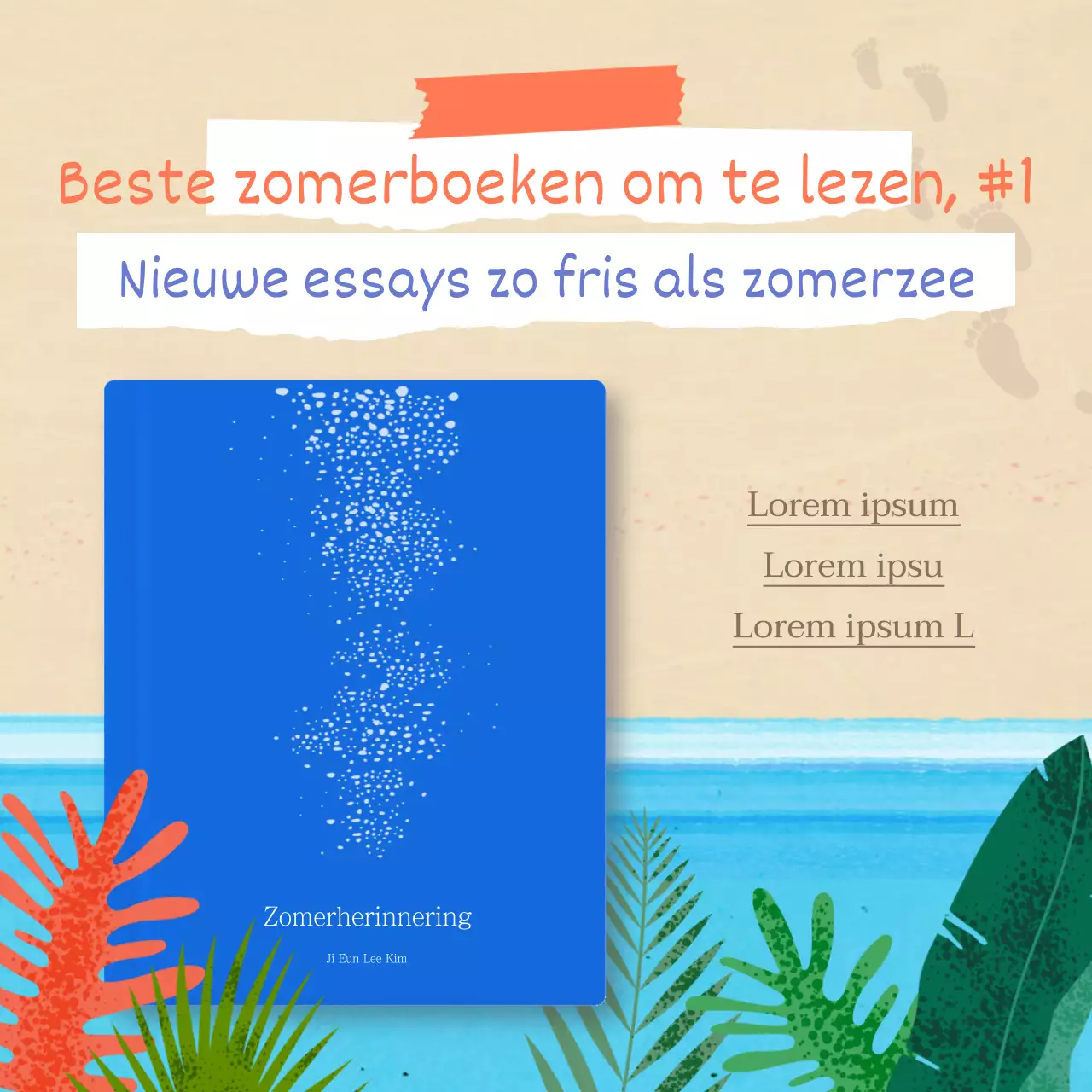 Promoot je nieuwe essay boekbespreking met natuurlijke kleuren blauw en oranje