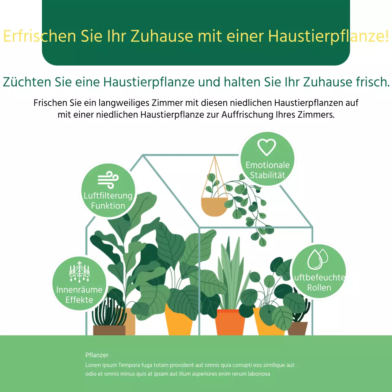 Grün illustrierte Informationen für Haustiere