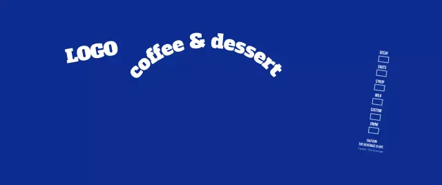Clean style logotype in dark navy blue and white for a cafe