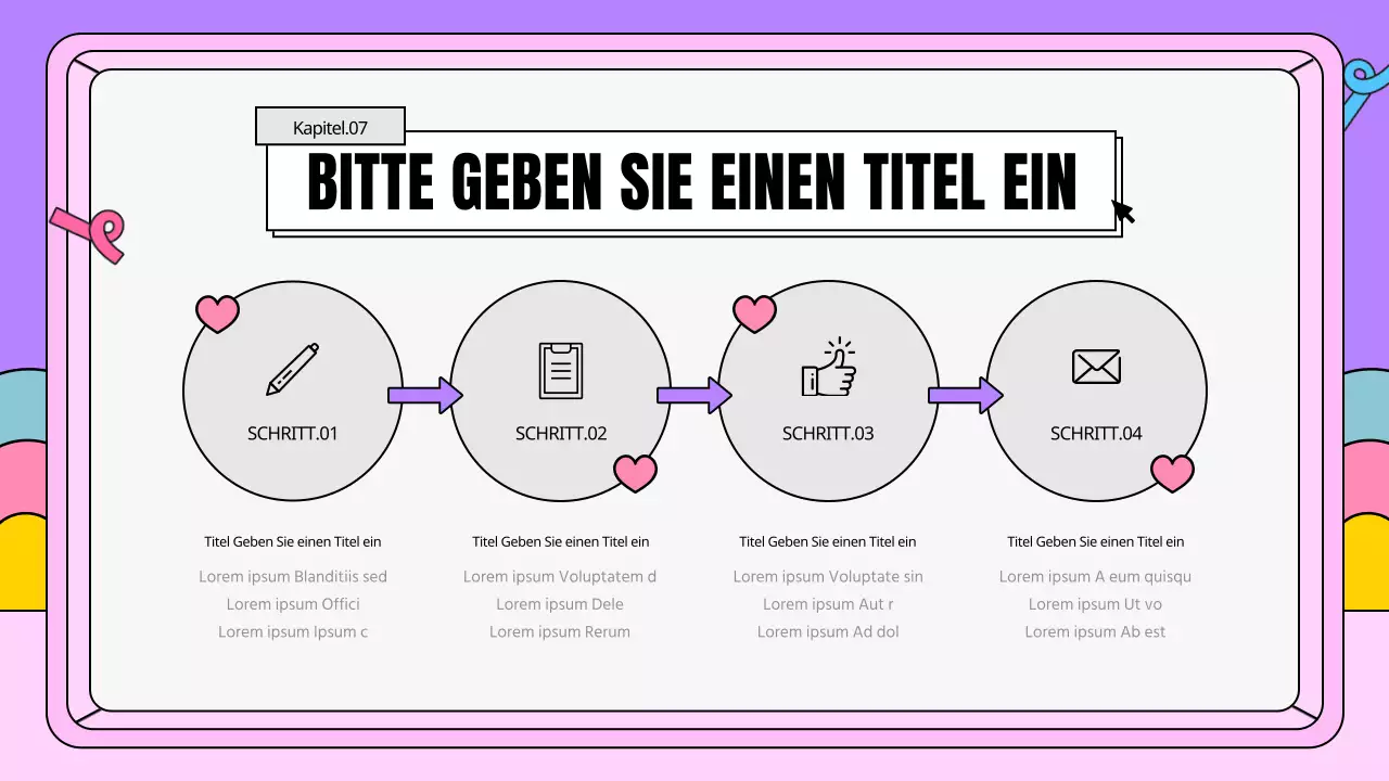 Ein kitschiger Geschäftsplan in Rosa und Lila